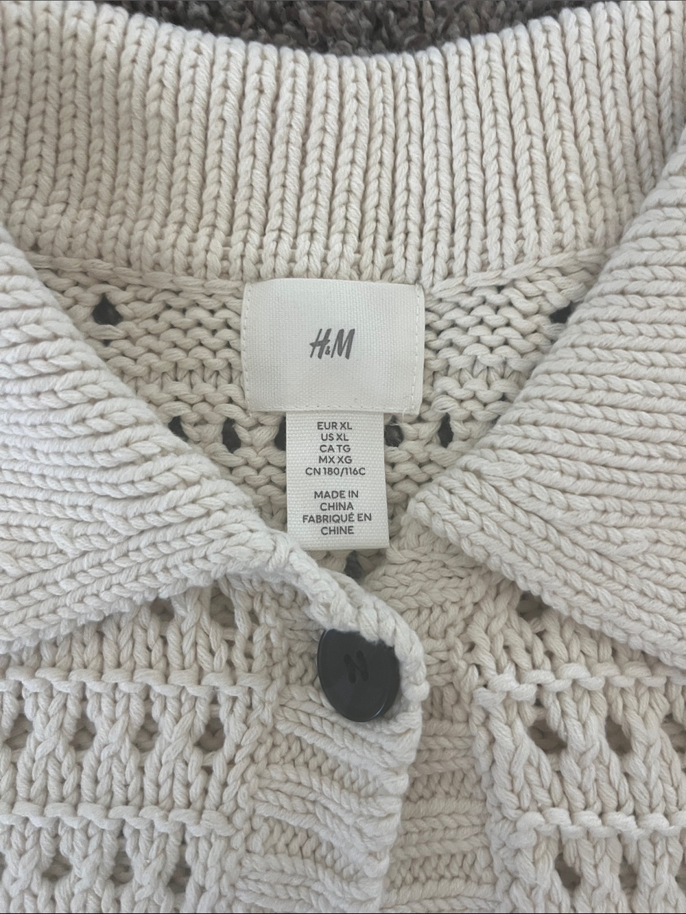 H&M Cream Openwork Collared Button Cardigan - Picture 2 of 2